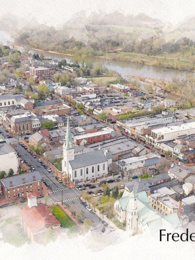 Fredericksburg skyline watercolor canvas, Fredericksburg sketch watercolor Canvas, Fredericksburg Canvas Wall Art, Fredericksburg watercolor