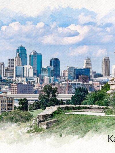 Kansas City watercolor canvas, Kansas City Canvas  Kansas City Kansas watercolor City wall art canvas,Kansas City  wall art,