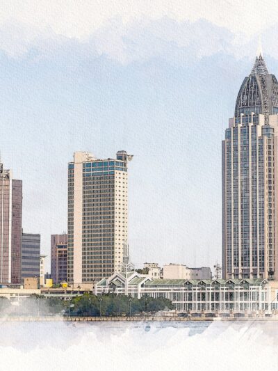 Mobile Alabama watercolor canvas,Mobile watercolor Canvas Wall Art, Mobile  wall art canvas, Mobile Alabama watercolor framed canvas art