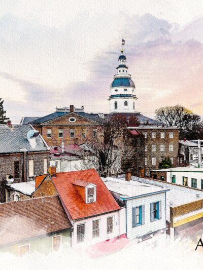 Annapolis sketch skyline watercolor,  Annapolis watercolor Canvas,  Annapolis Maryland Canvas Wall Art, Annapolis watercolor, Annapolis