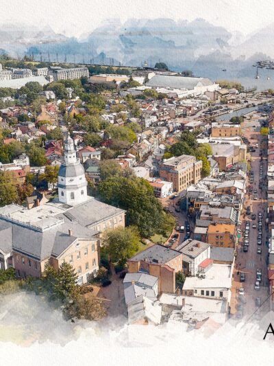 Annapolis sketch skyline watercolor,  Annapolis watercolor Canvas,  Annapolis Maryland Canvas Wall Art, Annapolis watercolor, Annapolis