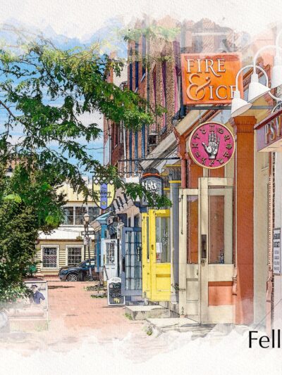 Baltimore Fells Point watercolor, Baltimore Canvas, Baltimore wall art, Inner Harbor, Fells Point wall art print, Baltimore south decor