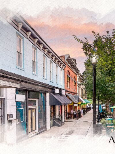 Athens Georgia sketch watercolor canvas, Athens Canvas,  Athens wall canvas, Athens wall art, University of Georgia watercolor