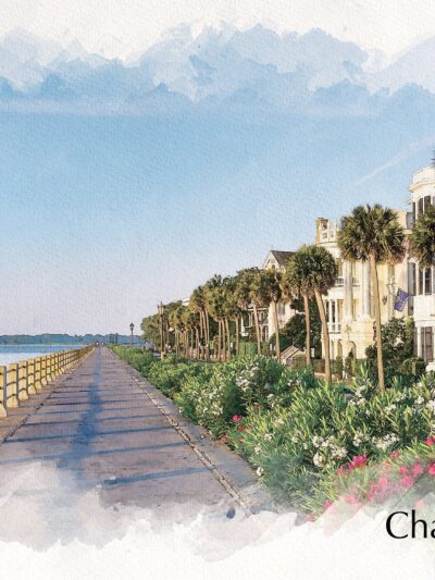 Charleston SC watercolor street scene canvas, Charleston Canvas,  Charleston wall canvas, Charleston watercolor Charleston south decor