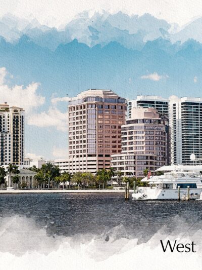 West Palm Beach watercolor canvas, West Palm Beach watercolor Canvas,  West Palm Beach  ll Art, West Palm Beach wall art canvas,