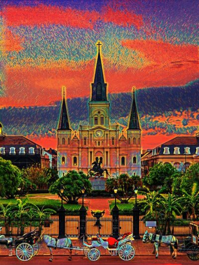 Jackson Square New Orleans watercolor canvas, New Orleans watercolor Canvas Print, New Orleans wall art, Canvas Wall Art, New Orleans