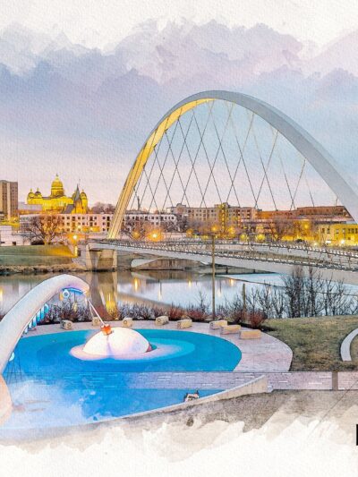 Des Moines watercolor canvas, Des Moines watercolor Canvas, Des Moines Canvas art,  Des Moines print Des Moines  wall art, Des Moines Iowa