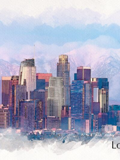 Los Angeles sketch watercolor canvas, Los Angeles  Canvas, Los Angeles Watercolor print, Los Angeles wall art canvas, LA art