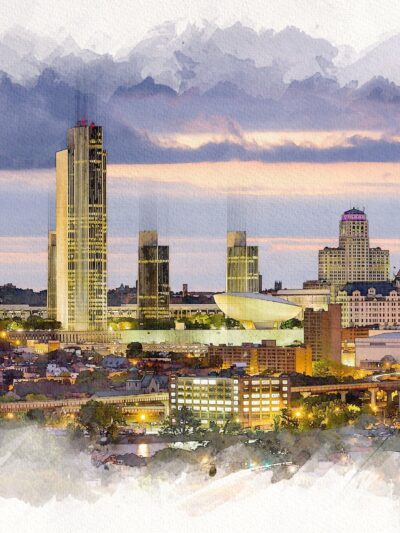 Albany NY watercolor skyline canvas, Albany sketch watercolor on Canvas, Albany Canvas Wall Art, Albany canvas, Albany wall art, Albany NY