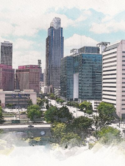 Omaha watercolor skyline canvas,  Omaha Canvas, Omaha  wall art  Art, Omaha watercolor wall art canvas, Omaha Nebraska wall art