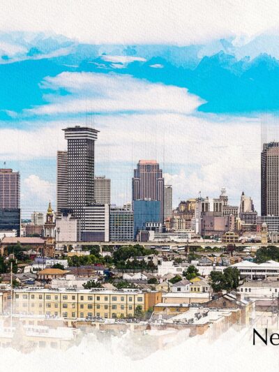 New Orleans watercolor canvas, New Orleans Canvas Print, New Orleans wall art, Canvas Wall Art, Watercolor Skyline, Gift Ideas