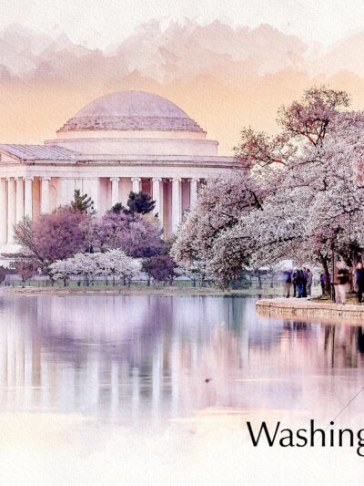 Beautiful Cherry Blossom watercolor canvas photo,  Washington DC watercolor canvas ,Blossom wall art, Canvas gifts, Cherry Blossom canvas