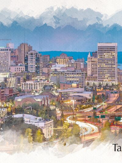 Tacoma sketch watercolor canvas, Tacoma Washington watercolor Canvas  Canvas Tacoma Art, Tacoma wall art canvas, Tacoma  skyline watercolor