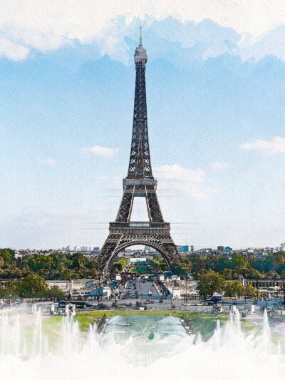 Paris sketch watercolor skyline, Paris Canvas, Paris canvas skyline, Paris Watercplor Wall canvas, Paris France art, Europe photo canvas