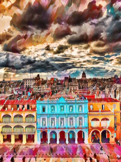 Havana Cuba watercolor, Havana Cuba, Havana watercolor skyline , Havana Cuba photo, Cuba watercolor, Cuba from the ocean