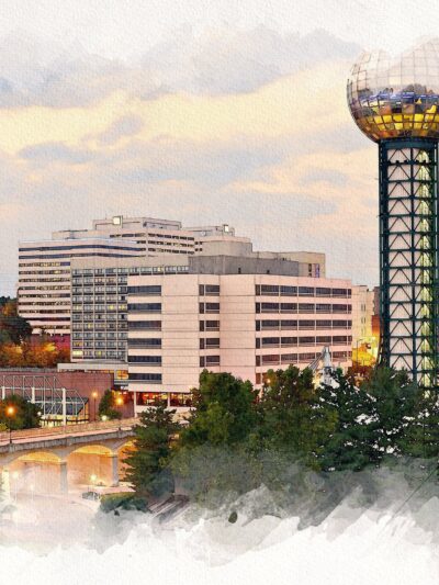 Knoxville watercolor skyline canvas, Knoxville watercolor Canvas,  Knoxville TN  Knoxville wall art canvas,  Knoxville watercolor