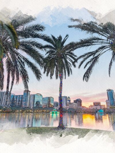 Orlando sketch watercolor canvas Florida, Orlando Florida Canvas, Orlando skyline, Orlando Wall canvas, Orlando wall art, Orlando art