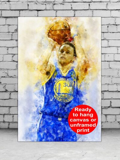 Steph Curry watercolor, Golden State Warriors wall art, Warriors NBA Championship  winner Canvas, Steph Curry Golden State art wall