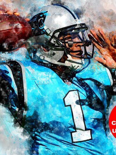 Cam Newton watercolor, Carolina Panthers wall art, Cam Newton Carolina Panthers wall art poster,  Carolina wall art