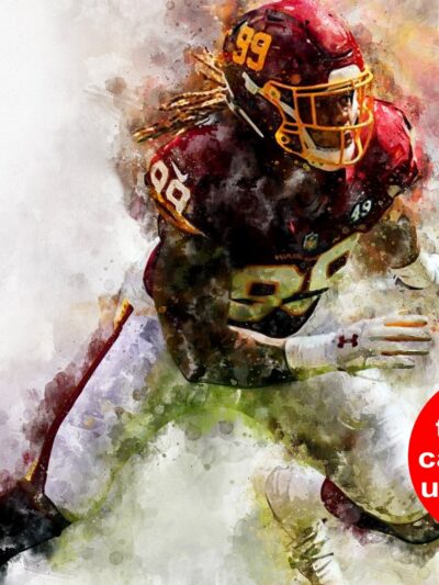 Chase Young watercolor, Washington Football Team wall art, Chase Young Washington Football Team wall art poster,  Carolina wall art