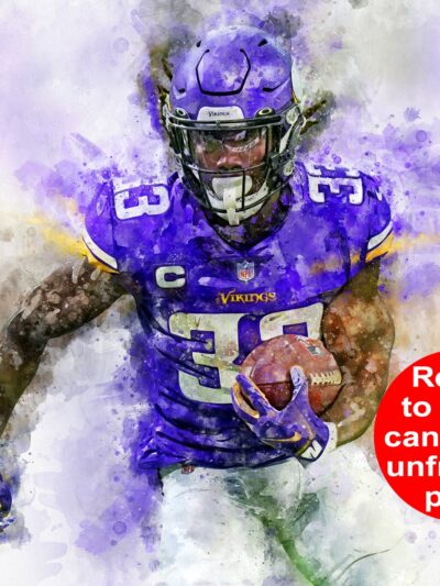 Dalvin Cook watercolor, Minnesota Vikings wall art, Minnesota Vikings Dalvin Cook Poster. Canvas, Dalvin Cook Minnesota Vikings wall art
