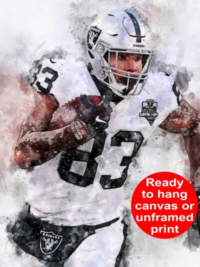 Darren Waller watercolor, Las Vegas Raiders wall art, Darren Waller Poster , Darren Waller Las Vegas Raiders wall art, Darren Waller