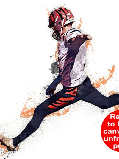 Evan McPherson poster watercolor, Cincinnati Bengals Super Bowl, Evan McPherson Cincinnati Bengals poster. Ja/Marr Chase,