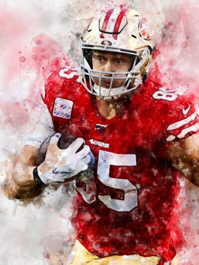 George Kittle watercolor, San Francisco 49ers wall art, George Kittle Canvas, George Kittle San Francisco 49ers wall art