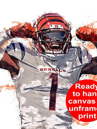 Ja'Marr Chase poster watercolor, Cincinnati Bengals Super Bowl, Ja'Marr Chase Cincinnati Bengals poster. Ja'Marr Chase,