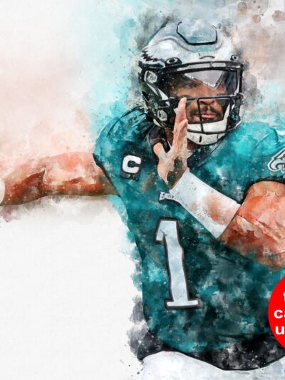 Jalen Hurts watercolor, Philadelphia Eagles wall art, Philadelphia Eagles Jalen Hurts Canvas, Jalen Hurts Eagles wall art