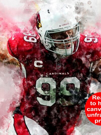 JJ Watt watercolor, Arizona Cardinals wall art,  Arizona Cardinals JJ Watt Canvas, JJ Watt Arizona Cardinals wall art
