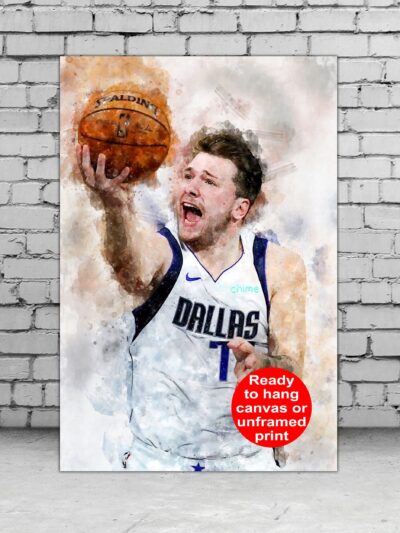 Luka Dončić watercolor, Dallas Mavericks wall art, Mavericks NBA Championship winner Canvas, Luka Dončić Mavericks art wall