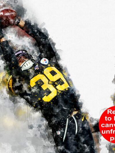 Minkah Fitzpatrick watercolor, Pittsburgh Steelers wall art, Pittsburgh Steelers Minkah Fitzpatrick poster on Canvas