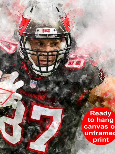 Rob Gronkowski watercolor, Tampa Buccaneers  wall art, Tampa Buccaneers  Rob Gronkowski poster on Canvas,  Rob Gronkowski