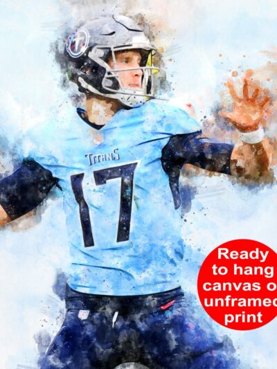 Ryan Tanehill watercolor, Tennessee Titans wall art, Tennessee Titans Ryan Tanehill Poster. Canvas, Ryan Tanehill Tennessee Titans wall art