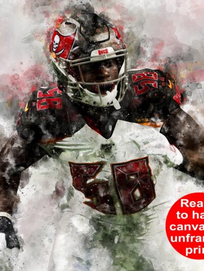 Shaquil Barrett watercolor, Tampa Bay Bucs wall art, Tampa Bay Bucs Shaquil Barrett poster on Canvas