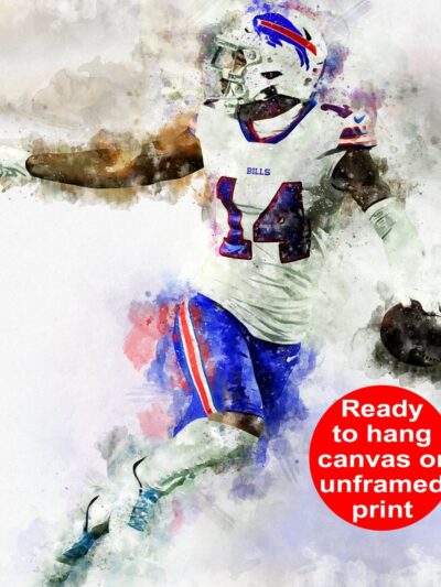 Stefon Diggs watercolor, Buffalo Bills wall art, Buffalo Bills Stefon Diggs Poster. Canvas, Stefon Diggs Buffalo Bills wall art