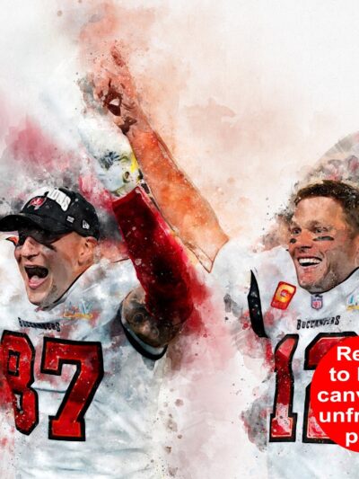 Tampa Bay Bucs Superbowl Champs watercolor, Tampa Bay Bucs wall art, Brady, Gronk Superbowl Canvas, Bucs Superbowl poster art wall