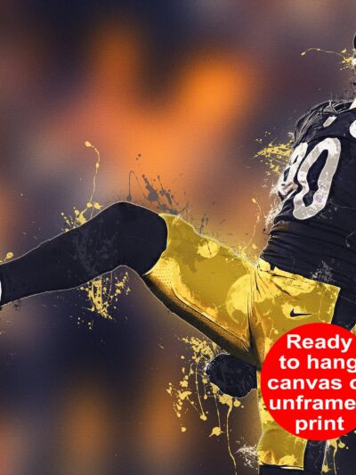 TJ Watt watercolor, Pittsburgh Steelers wall art, Pittsburgh Steelers TJ Watt poster on Canvas, TJ Watt poster