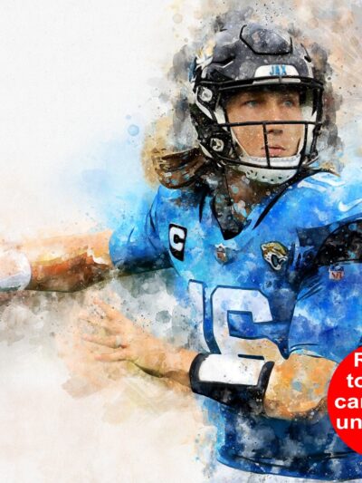 Trevor Laurence watercolor, Jacksonville Jaguars wall art, Jacksonville Jaguars Trevor Laurence poster on Canvas