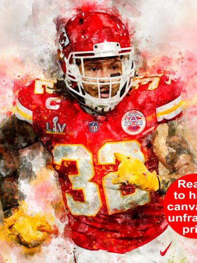 Tyrann Mathieu watercolor, Kansas City Chiefs wall art, Kansas City Chiefs Tyrann Mathieu poster on Canvas