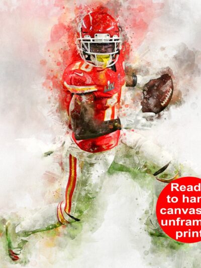 Tyreek Hill watercolor, Kansas City Chiefs wall art, Kansas City Chiefs Tyreek Hill poster on Canvas