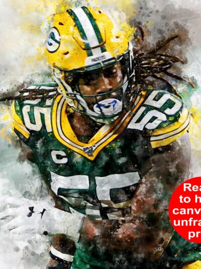 Za'Darius Smith watercolor, Green Bay Packers wall art, Green Bay Packers Za'Darius Smith poster on Canvas