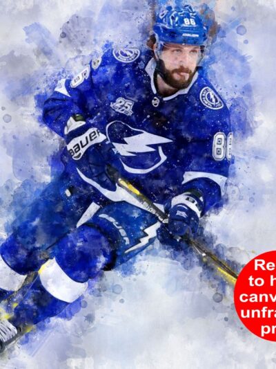 Nikita Kucherov watercolor, Tampa Bay Lightning wall art, Lightning Stanley Cup, Nikita Kucherov Poster, Tampa Bay Lightning hockey art wall
