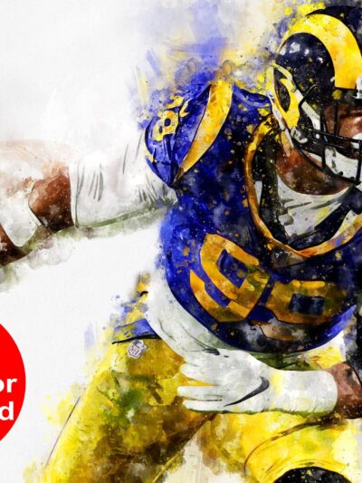 Aaron Donald watercolor, Los Angeles Rams