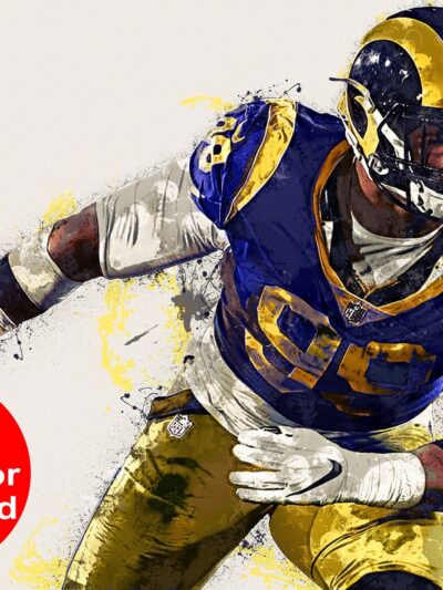Aaron Donald watercolor, Los Angeles Rams