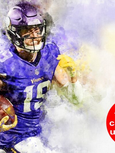 Adam Thielen watercolor, Minnesota Vikings