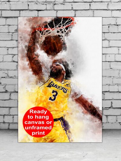 Anthony Davis watercolor, Los Angeles Lakers wall art, Lakers NBA Championship  winner Canvas, Anthony Davis Lakers art wall