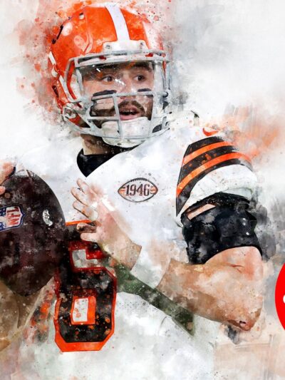 Baker Mayfield watercolor, Cleveland Browns = wall art, Cleveland Browns, Baker Mayfield Football Canvas, Baker Mayfield Cleveland art wall