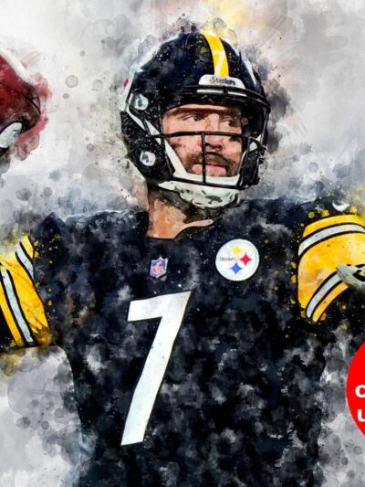 Ben Roethlisberger watercolor, Pittsburgh Steelers wall art, Steelers Super Bowl, Ben Roethlisberger Pittsburgh Steelers wall art poster
